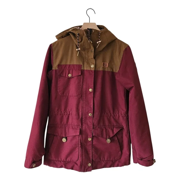 Picture Organic Clothing Burgundy Tan Kate Plaid Lined Ski Coat